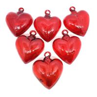  / Red 3.5 inch Medium Hanging Glass Hearts 